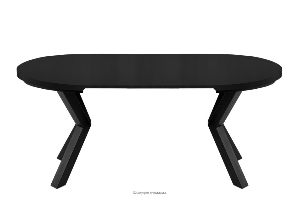 ROSTEL Okrągły stół rozkładany 100-220 czarny matowy czarny matowy - zdjęcie 3