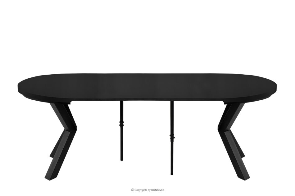 ROSTEL Okrągły stół rozkładany 100-220 czarny matowy czarny matowy - zdjęcie 4