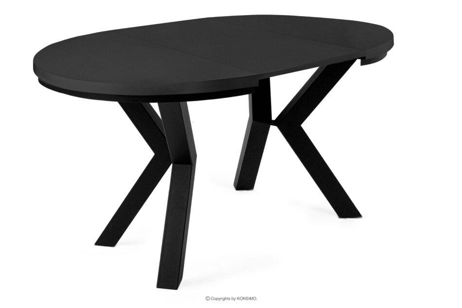 ROSTEL Okrągły stół rozkładany 100-220 czarny matowy czarny matowy - zdjęcie 6