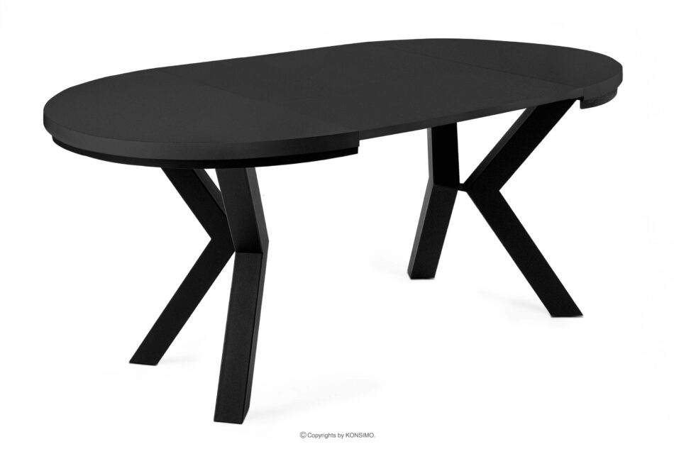 ROSTEL Okrągły stół rozkładany 100-220 czarny matowy czarny matowy - zdjęcie 7