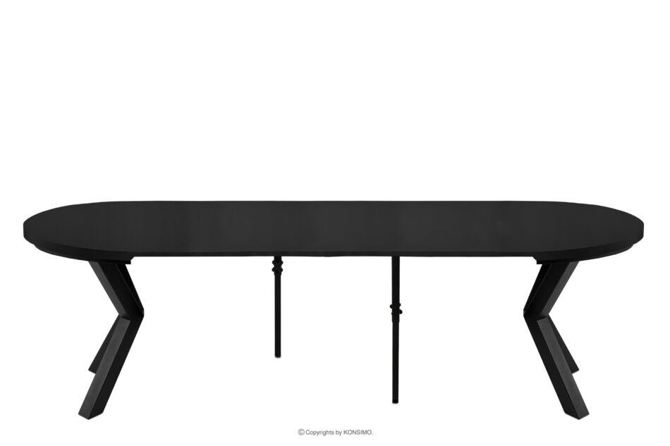 ROSTEL Okrągły stół rozkładany 100-260 czarny matowy czarny matowy - zdjęcie 5