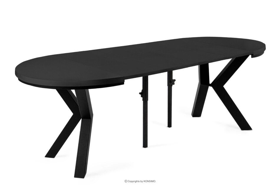 ROSTEL Okrągły stół rozkładany 100-260 czarny matowy czarny matowy - zdjęcie 10