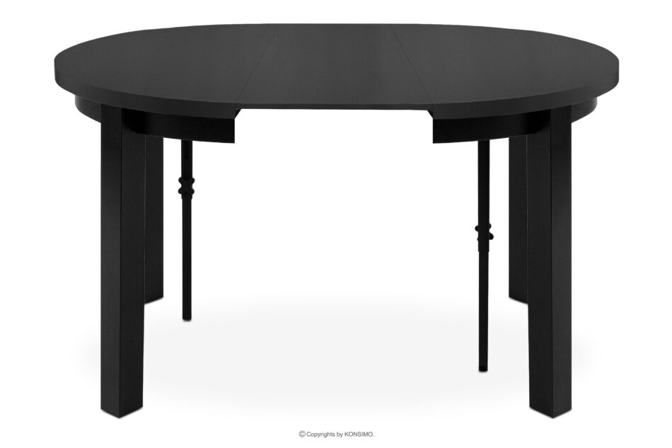 BALTE Rozkładany stół okrągły 100-140 czarny matowy drewno bukowe czarny matowy - zdjęcie 3
