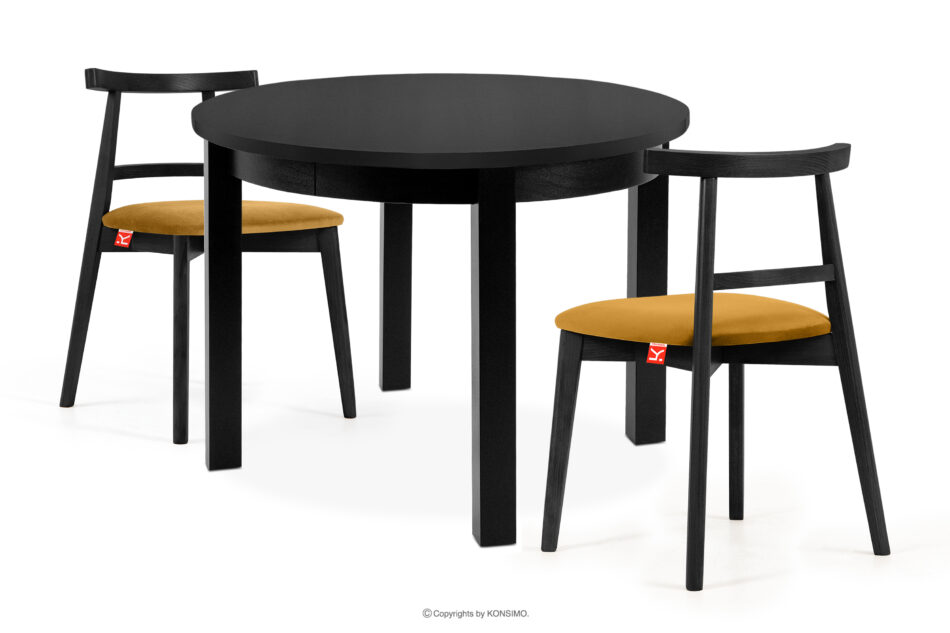 BALTE Rozkładany stół okrągły 100-140 czarny matowy drewno bukowe czarny matowy - zdjęcie 14
