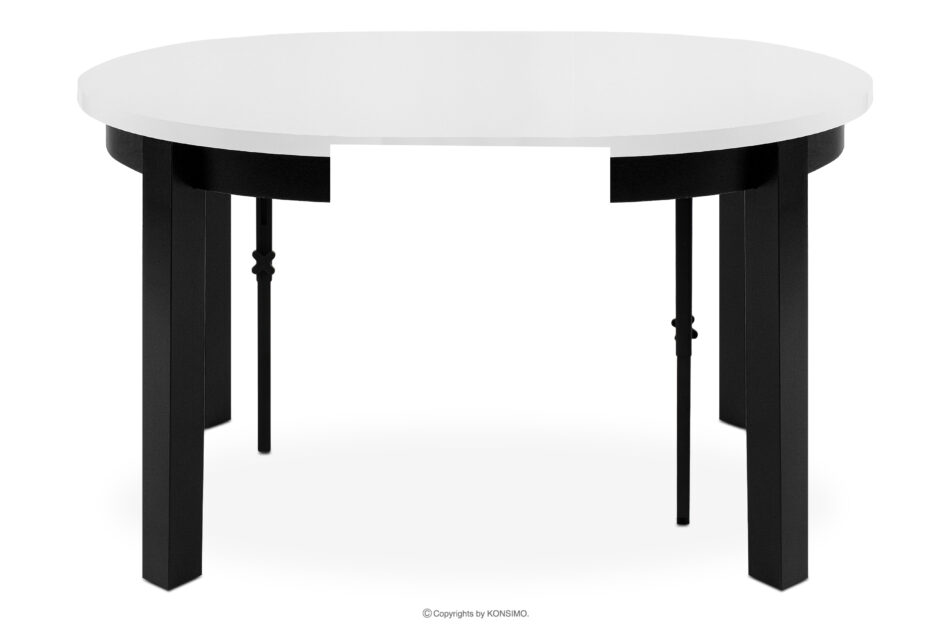 BALTE Rozkładany stół okrągły 100-140 biały drewno bukowe biały - zdjęcie 3