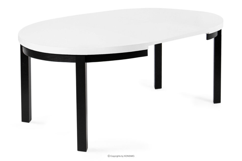 BALTE Rozkładany stół okrągły 100-140 biały drewno bukowe biały - zdjęcie 5