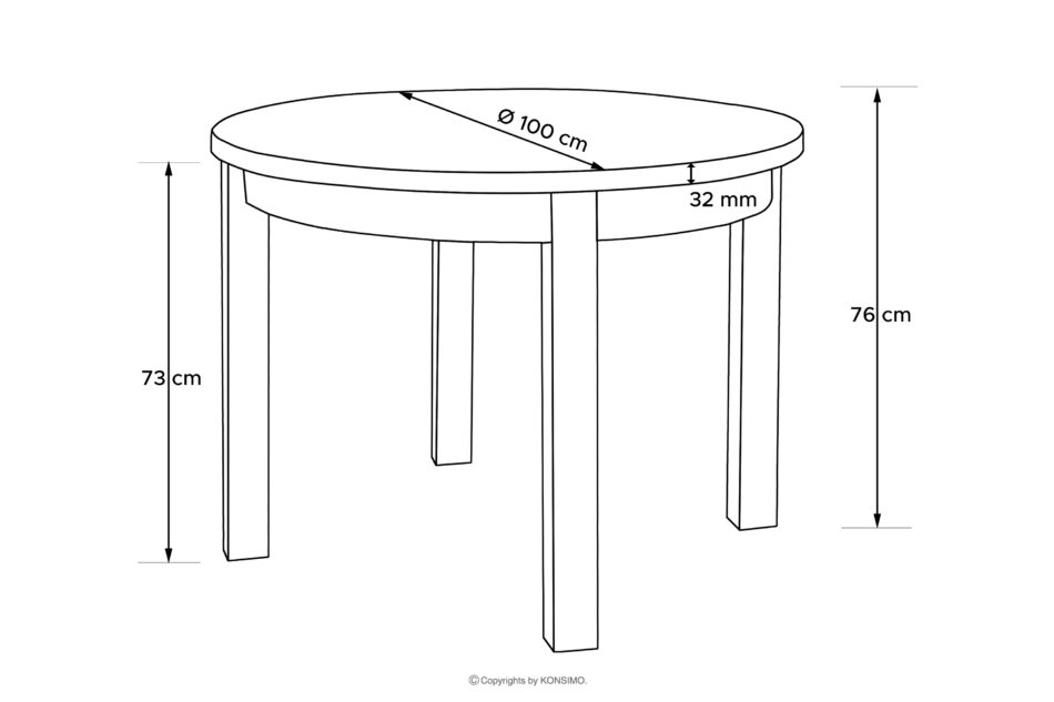 BALTE Rozkładany stół okrągły 100-140 beton drewno bukowe beton - zdjęcie 16