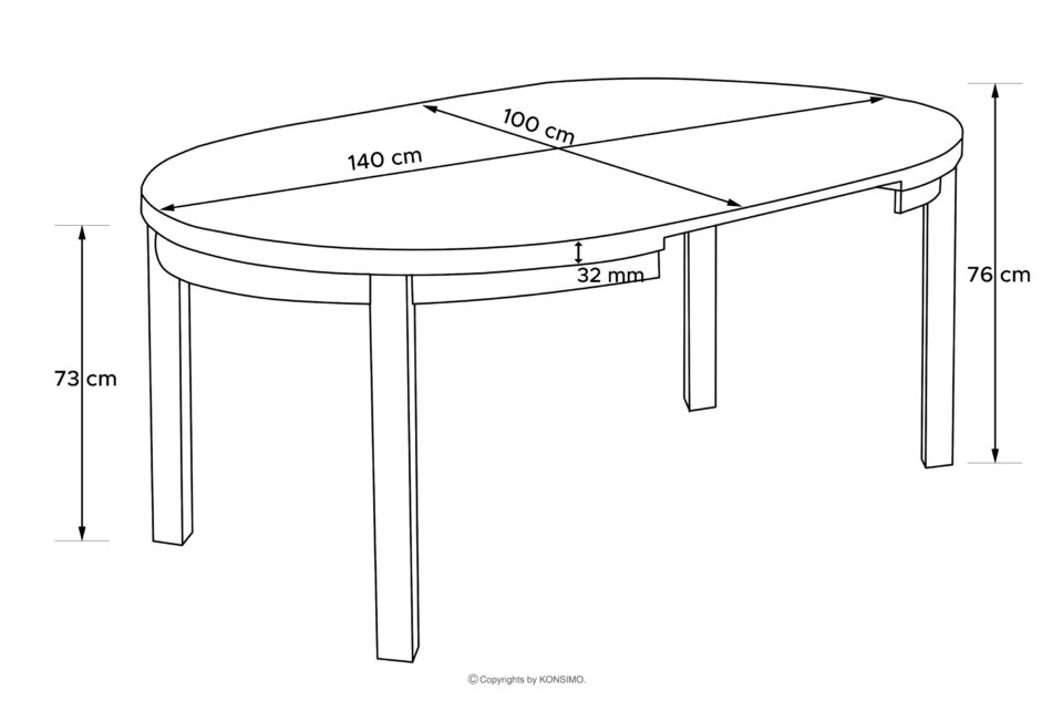 BALTE Rozkładany stół okrągły 100-140 biały drewno bukowe biały - zdjęcie 17