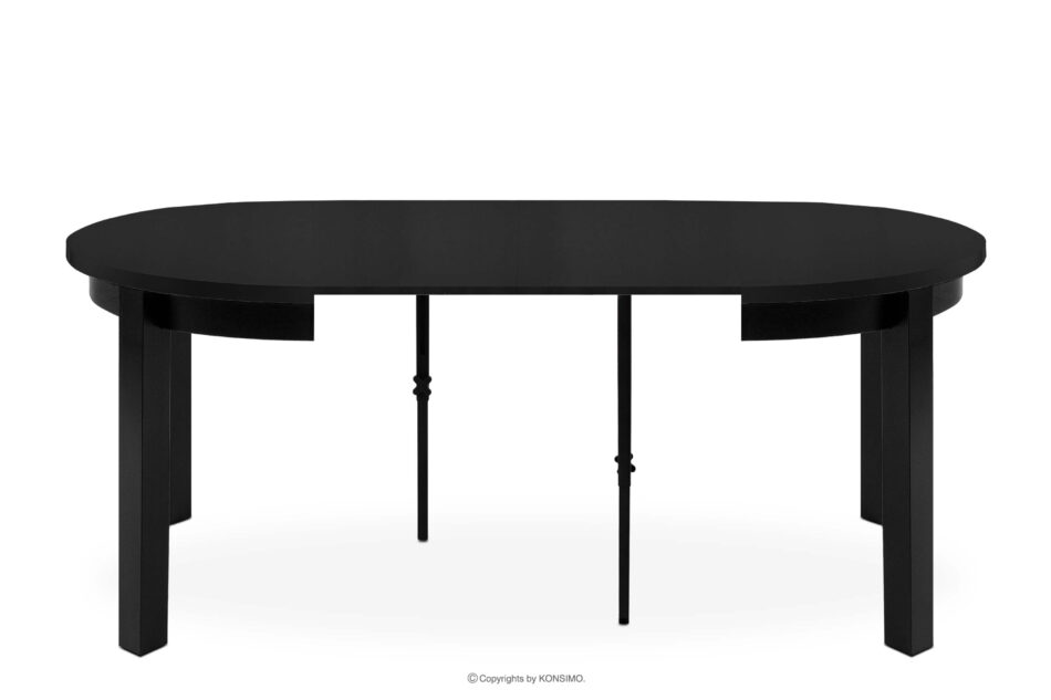 BALTE Rozkładany stół okrągły 100-180 czarny matowy drewno bukowe czarny matowy - zdjęcie 3