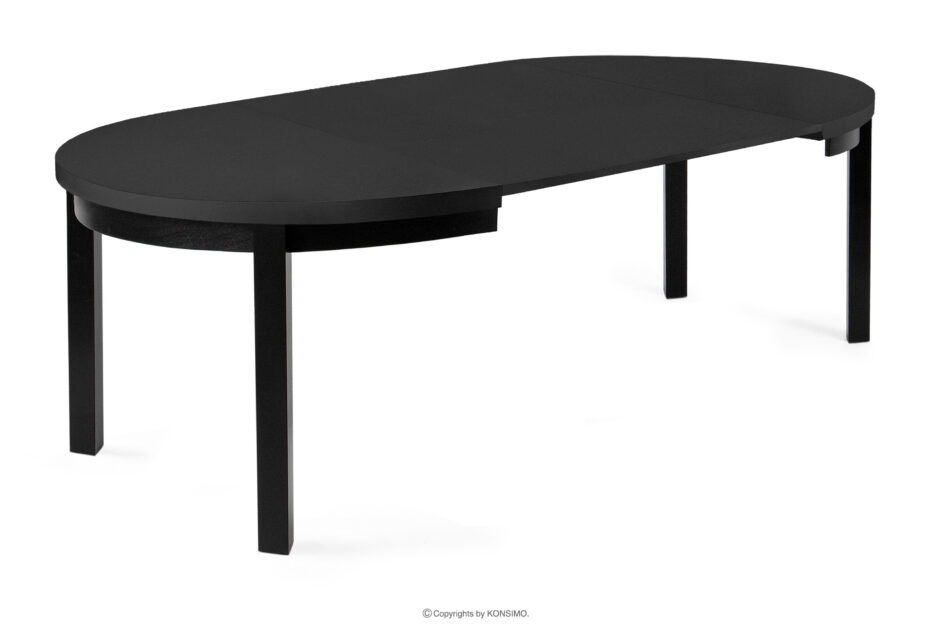 BALTE Rozkładany stół okrągły 100-180 czarny matowy drewno bukowe czarny matowy - zdjęcie 6