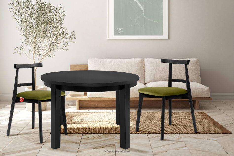 BALTE Rozkładany stół okrągły 100-180 czarny matowy drewno bukowe czarny matowy - zdjęcie 1