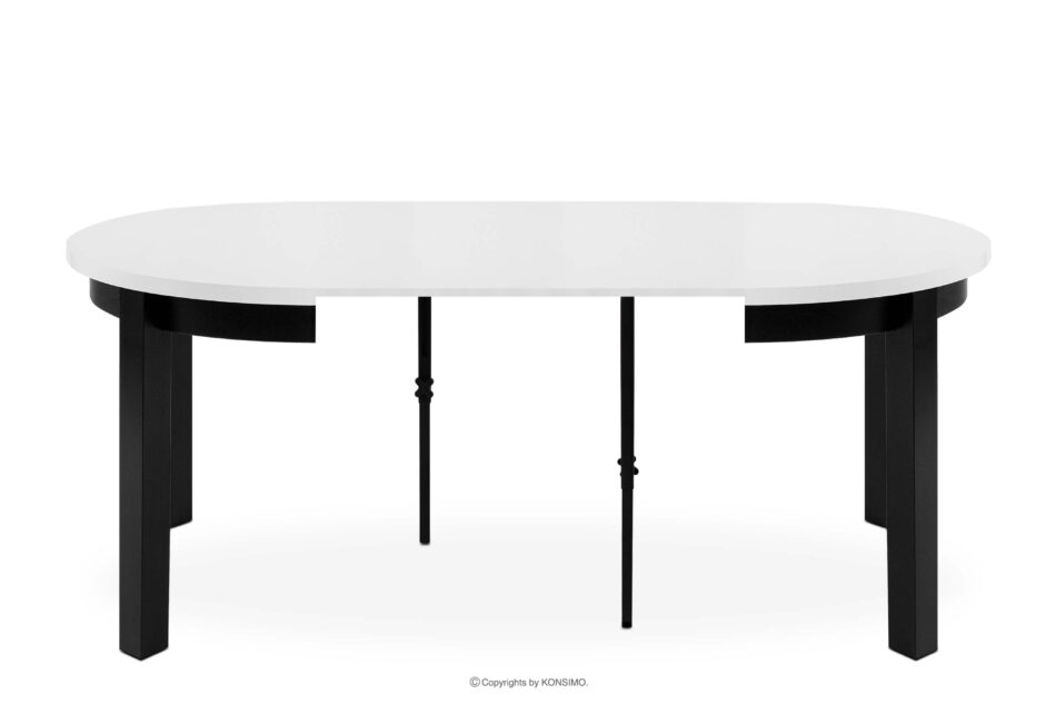 BALTE Rozkładany stół okrągły 100-180 biały drewno bukowe biały - zdjęcie 3