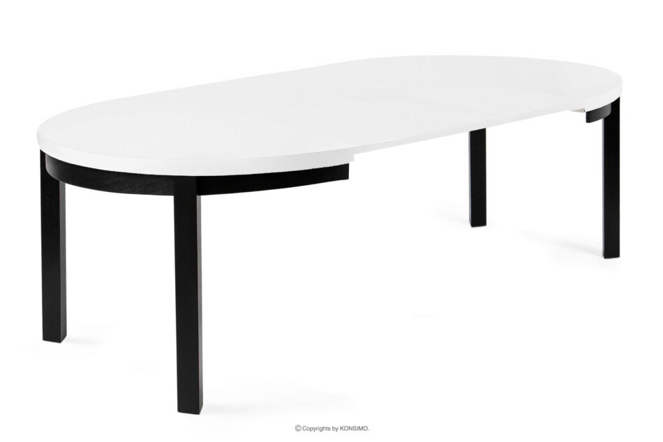 BALTE Rozkładany stół okrągły 100-180 biały drewno bukowe biały - zdjęcie 6