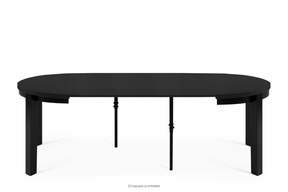 BALTE Rozkładany stół okrągły 100-220 czarny matowy drewno bukowe czarny matowy - zdjęcie 4