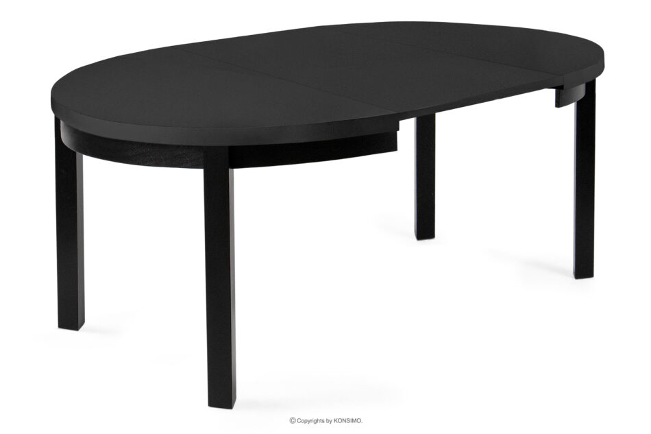 BALTE Rozkładany stół okrągły 100-220 czarny matowy drewno bukowe czarny matowy - zdjęcie 6