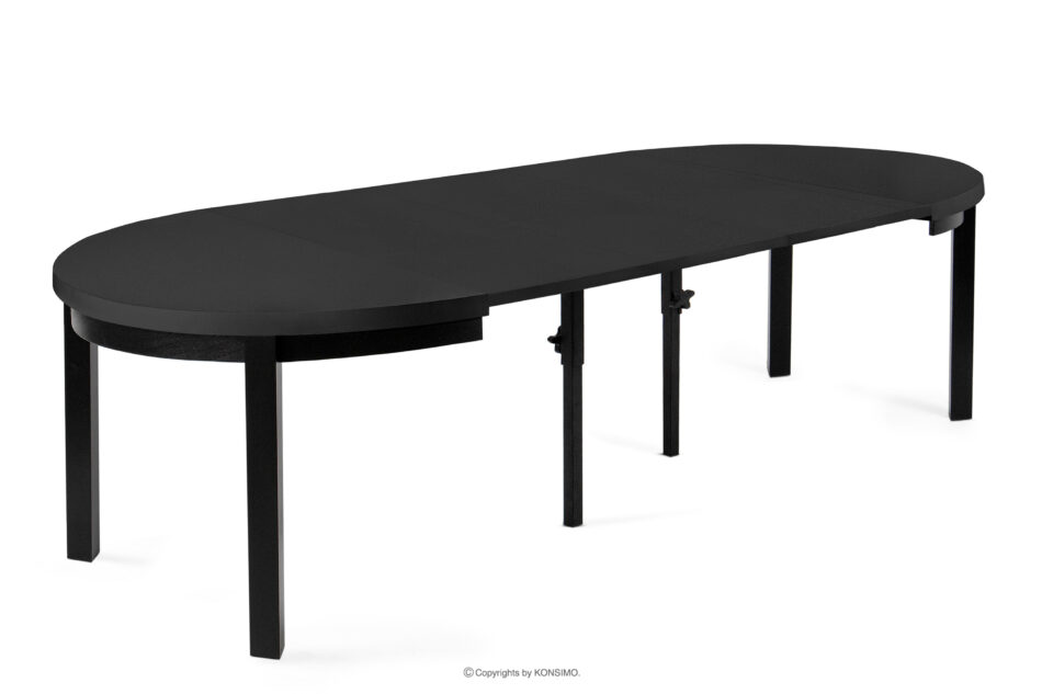 BALTE Rozkładany stół okrągły 100-220 czarny matowy drewno bukowe czarny matowy - zdjęcie 8