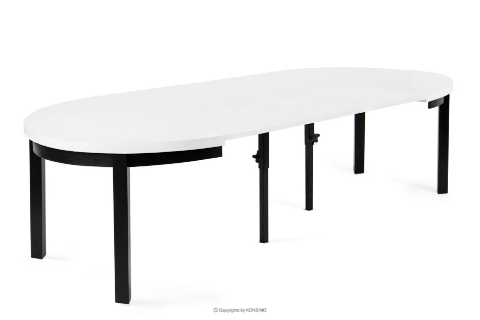 BALTE Rozkładany stół okrągły 100-220 bialy drewno bukowe biały - zdjęcie 8