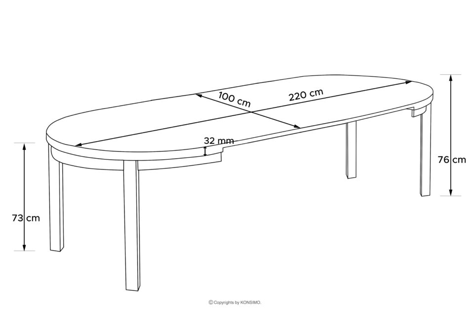BALTE Rozkładany stół okrągły 100-220 beton drewno bukowe beton - zdjęcie 20