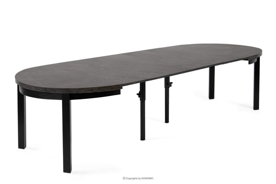 BALTE Rozkładany stół okrągły 100-260 beton drewno bukowe beton - zdjęcie 10