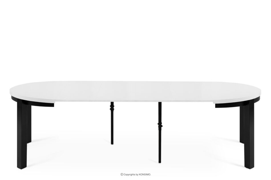 BALTE Rozkładany stół okrągły 100-260 biały drewno bukowe biały - zdjęcie 5