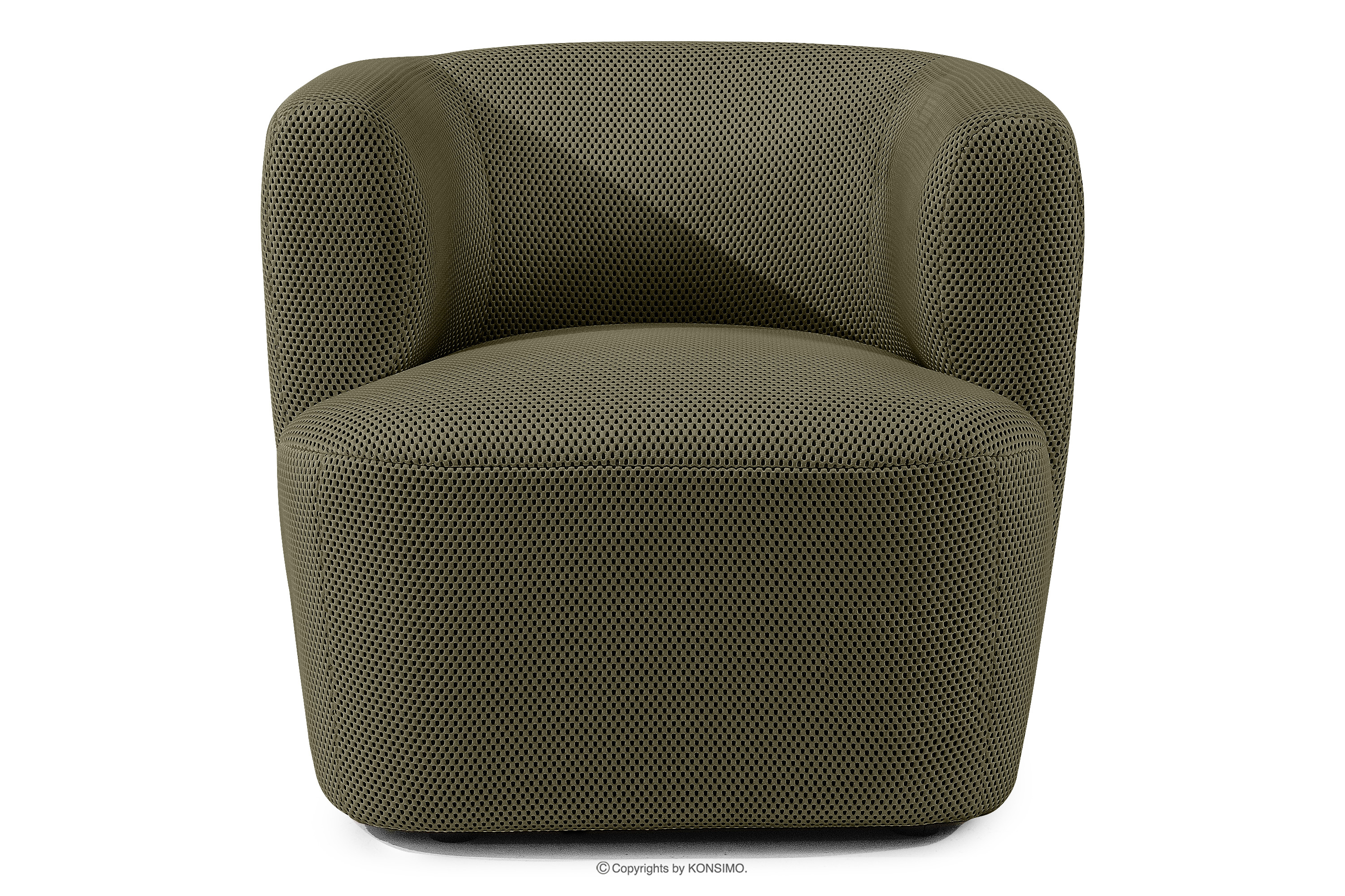 Nowoczesny fotel w tkaninie trójwymiarowej ciemny zielony