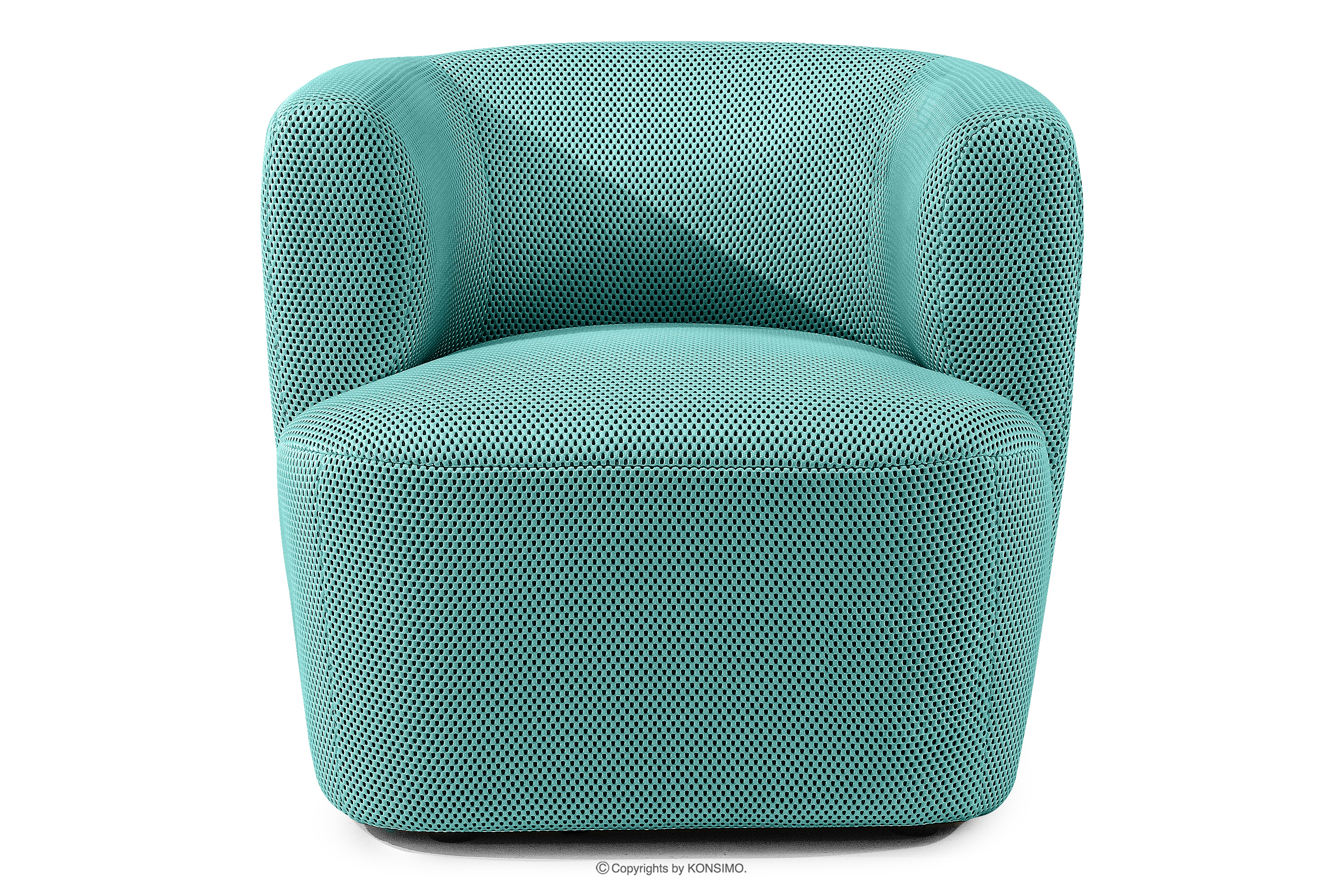 Nowoczesny fotel w tkaninie trójwymiarowej turkusowy