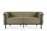 Nowoczesna sofa ogrodowa 2 na metalowych nóżkach ciemny szary/beżowy
