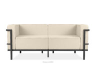 Nowoczesna sofa ogrodowa 2 na metalowych nóżkach ciemny szary/kremowy