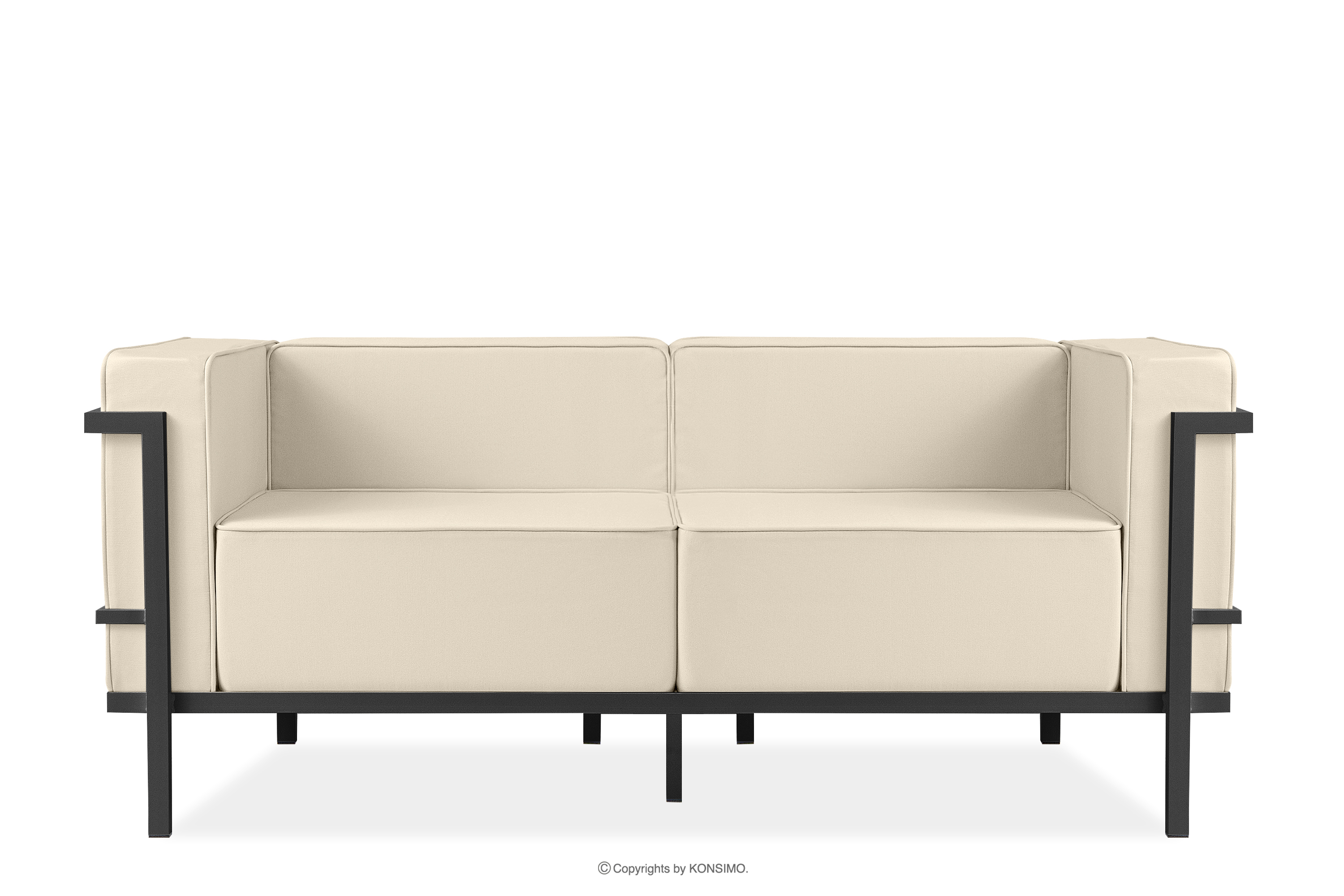 Nowoczesna sofa ogrodowa 2 na metalowych nóżkach ciemny szary/kremowy