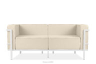 Nowoczesna sofa ogrodowa 2 na metalowych nóżkach biały/kremowy