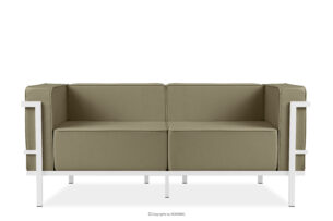 TRIGLO, https://konsimo.pl/kolekcja/triglo/ Nowoczesna sofa ogrodowa 2 na metalowych nóżkach biały/beżowy biały/beżowy - zdjęcie