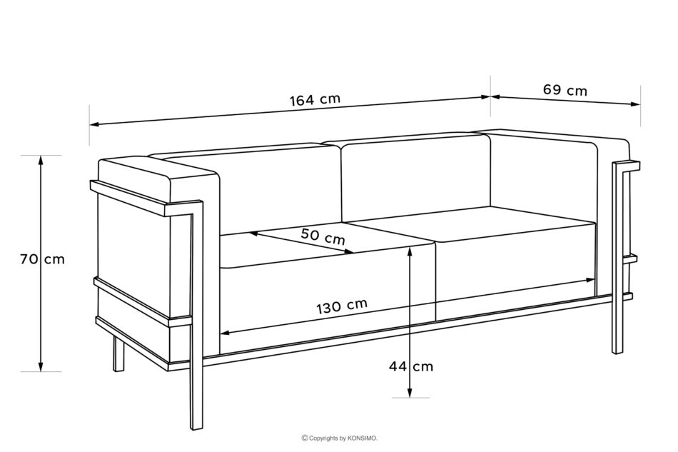 TRIGLO Nowoczesna sofa ogrodowa 2 na metalowych nóżkach biały/kremowy biały/kremowy - zdjęcie 9