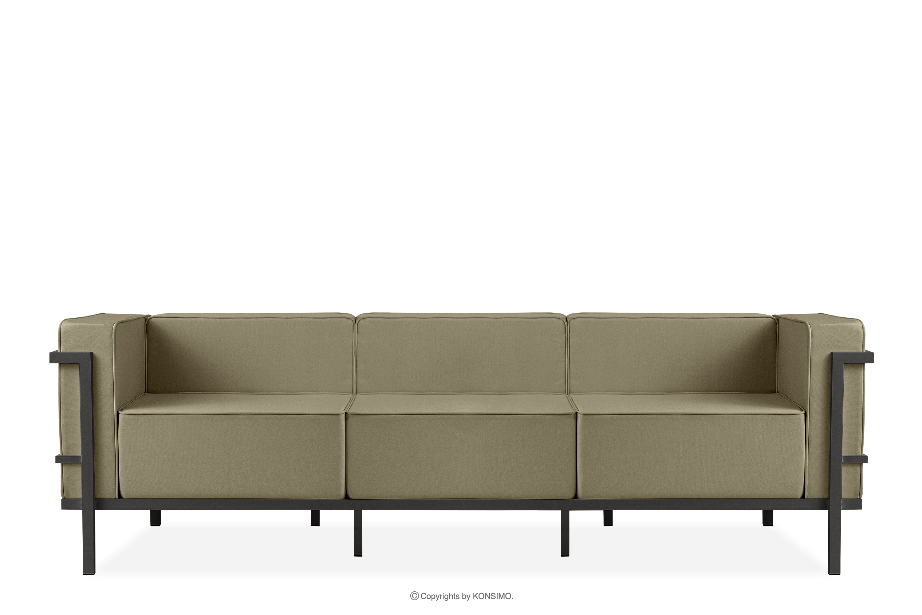 Nowoczesna sofa ogrodowa 3 na metalowych nóżkach ciemny szary/beżowy