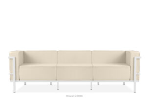 TRIGLO, https://konsimo.pl/kolekcja/triglo/ Nowoczesna sofa ogrodowa 3 na metalowych nóżkach biały/kremowy biały/kremowy - zdjęcie
