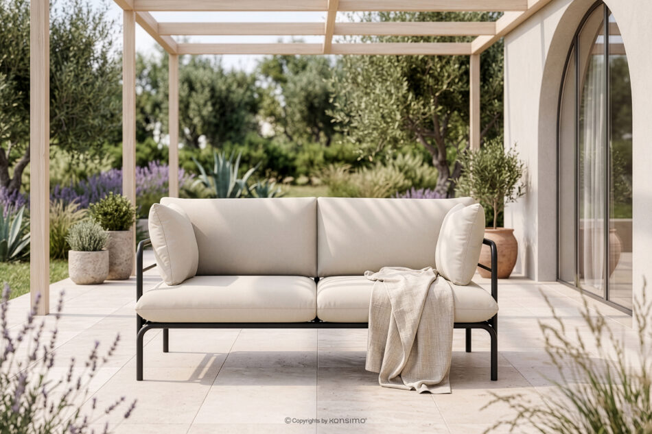RAMBE Loftowa sofa ogrodowa 2 na metalowych nogach antracytowy/kremowy antracytowy/kremowy - zdjęcie 1