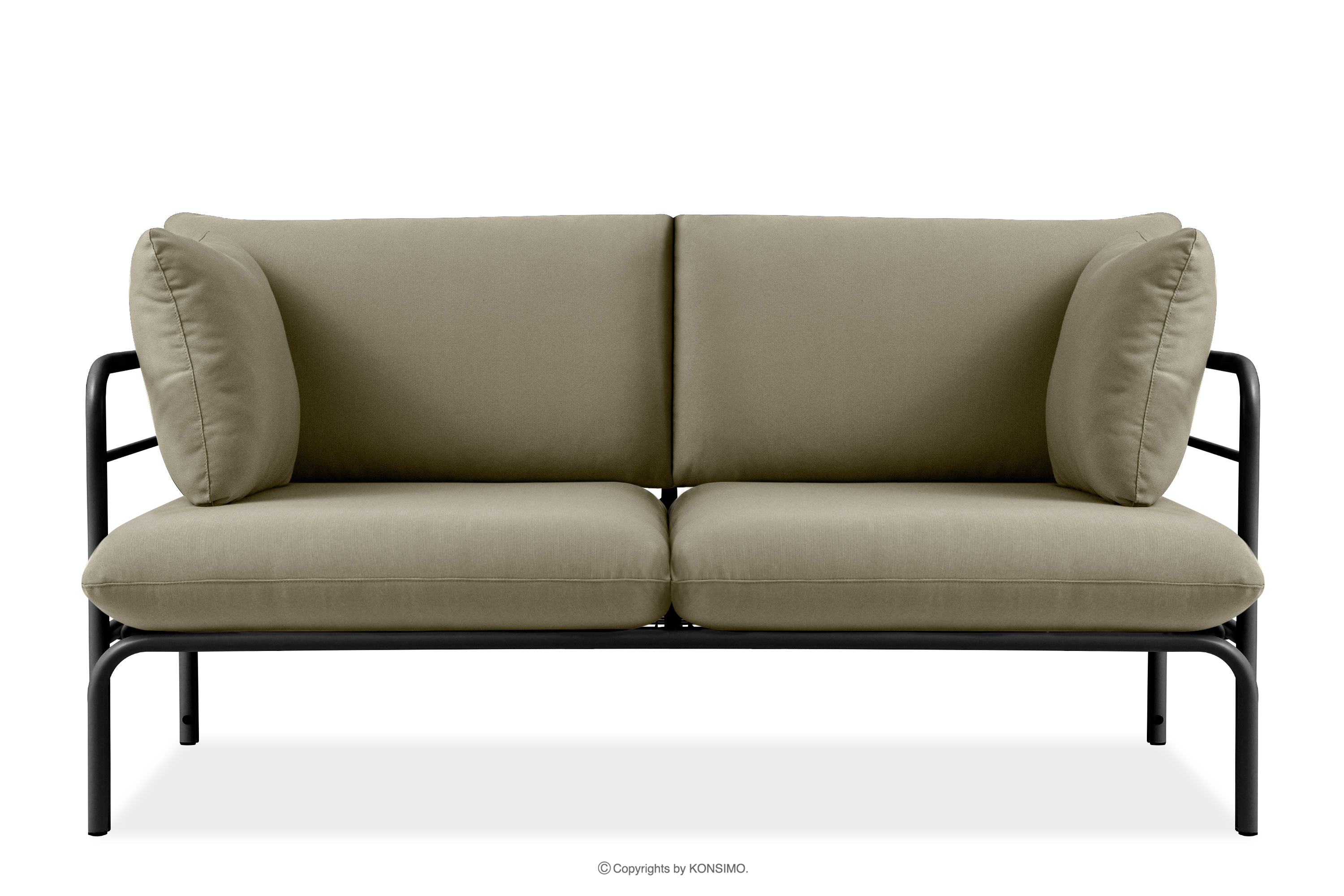 Loftowa sofa ogrodowa 2 na metalowych nogach antracytowy/beżowy