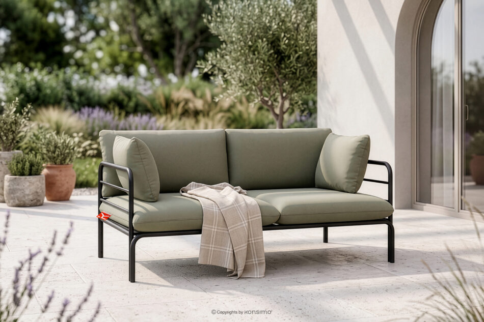 RAMBE Loftowa sofa ogrodowa 2 na metalowych nogach antracytowy/beżowy antracytowy/beżowy - zdjęcie 1