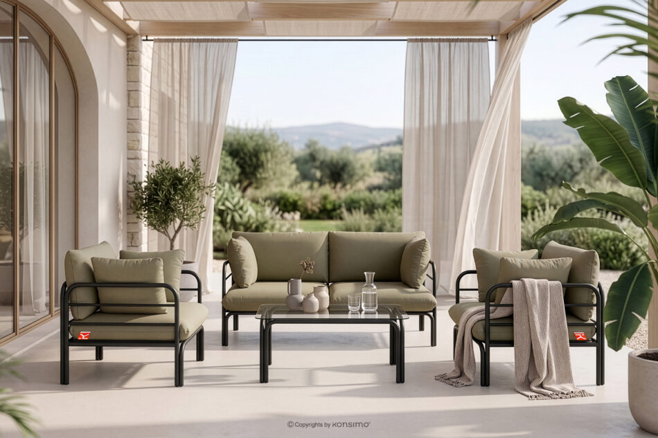 RAMBE Loftowa sofa ogrodowa 2 na metalowych nogach antracytowy/beżowy antracytowy/beżowy - zdjęcie 10