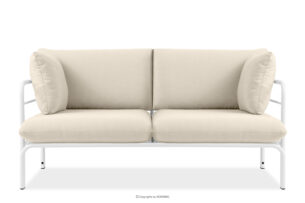 RAMBE, https://konsimo.pl/kolekcja/rambe/ Loftowa sofa ogrodowa 2 na metalowych nogach biały/kremowy biały/kremowy - zdjęcie