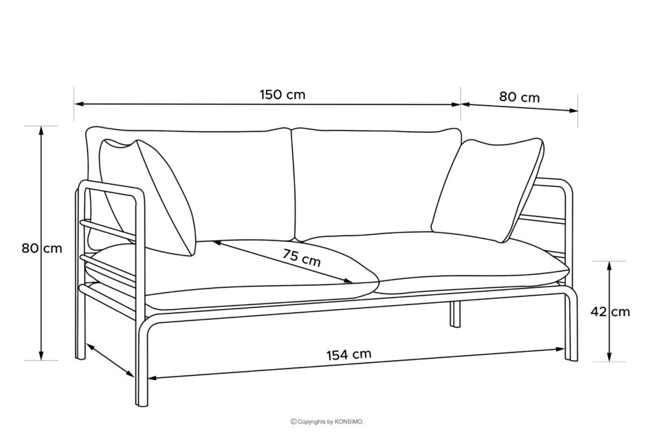 RAMBE Loftowa sofa ogrodowa 2 na metalowych nogach biały/jasny szary biały/jasny szary - zdjęcie 10