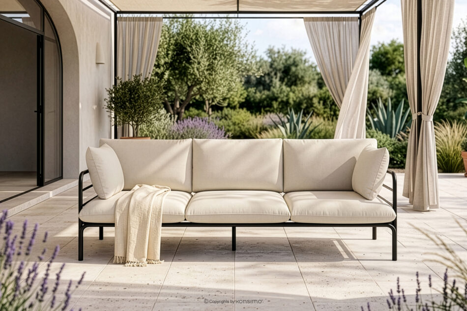 RAMBE Loftowa sofa ogrodowa 3 na metalowych nogach antracytowy/kremowy antracytowy/kremowy - zdjęcie 1