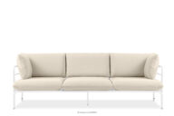 Loftowa sofa ogrodowa 3 na metalowych nogach biały/kremowy