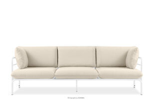 RAMBE, https://konsimo.pl/kolekcja/rambe/ Loftowa sofa ogrodowa 3 na metalowych nogach biały/kremowy biały/kremowy - zdjęcie