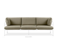 Loftowa sofa ogrodowa 3 na metalowych nogach biały/beżowy