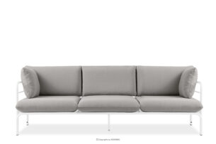 RAMBE, https://konsimo.pl/kolekcja/rambe/ Loftowa sofa ogrodowa 3 na metalowych nogach biały/jasny szary biały/jasny szary - zdjęcie