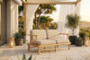 ATREDA Sofa ogrodowa z drewna jesionowego w stylu boho krewowy kremowy/jesion naturalny - zdjęcie 2