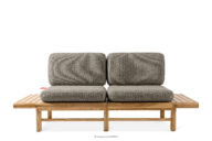 Sofa ogrodowa drewniana w stylu boho szary