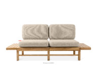 Sofa ogrodowa drewniana w stylu boho krewowy