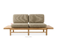 Sofa ogrodowa drewniana w stylu boho beżowy