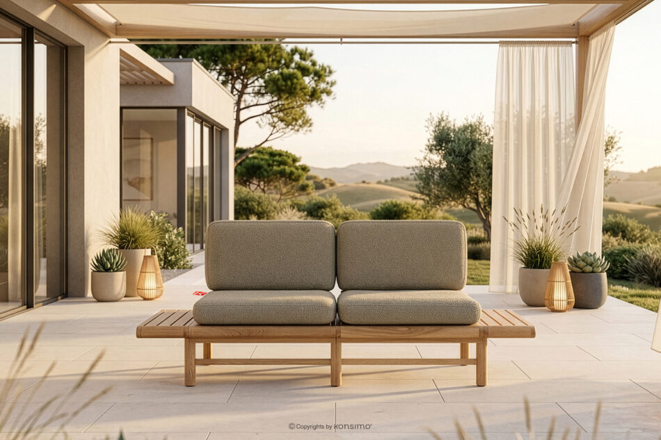ATREDA Sofa ogrodowa drewniana w stylu boho beżowy beżowy/jesion naturalny - zdjęcie 1